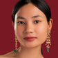 White Jadau Green Drop Earrings - VNE034