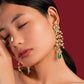 White Jadau Green Drop Earrings - VNE034