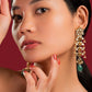 White Jadau Green Drop Earrings - VNE034