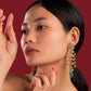 White Jadau Green Drop Earrings - VNE034