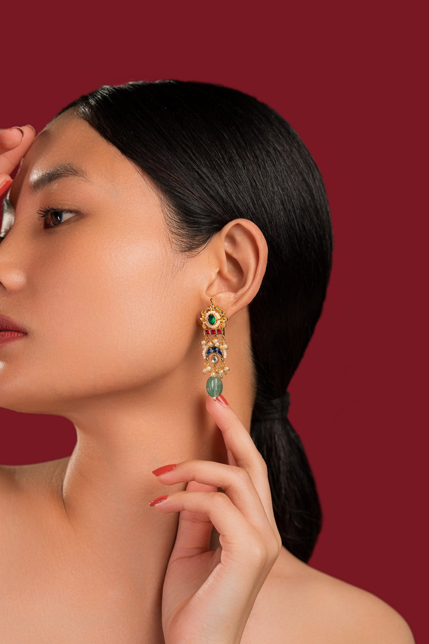 Small Multi Jadau Earrings - VNE042