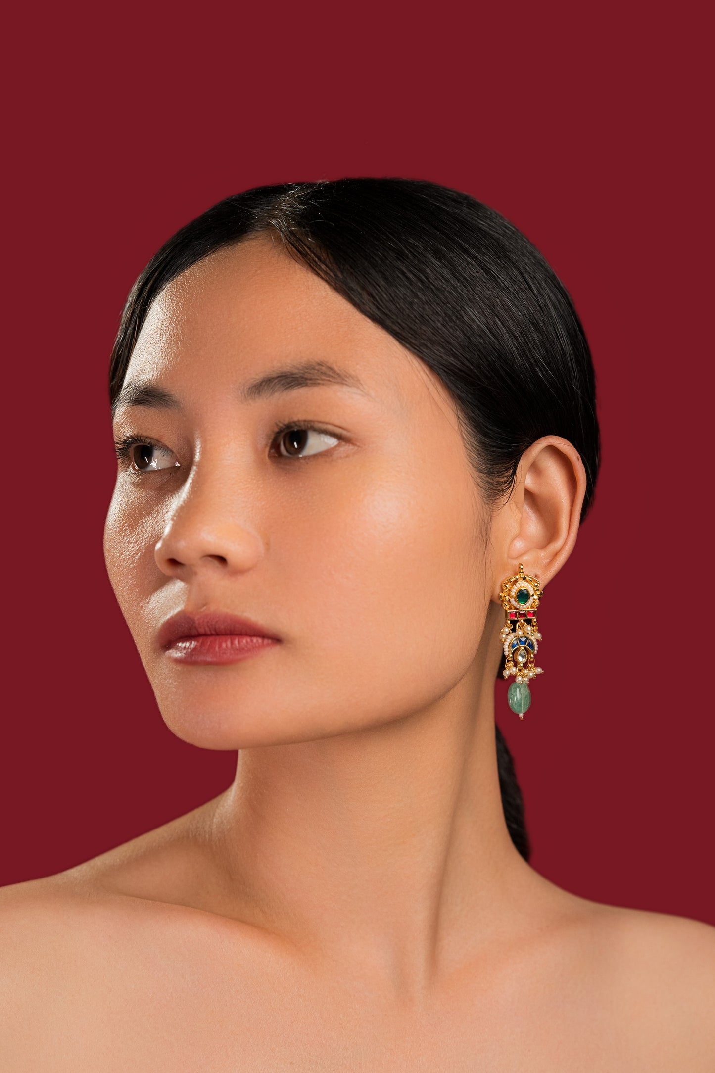 Small Multi Jadau Earrings - VNE042