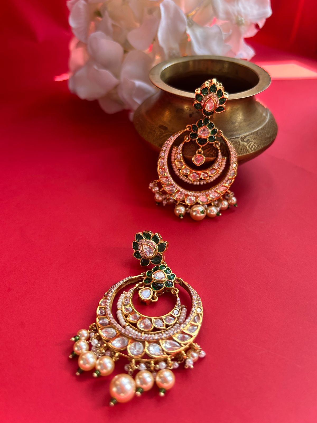 White Big Polki Earring VNE063