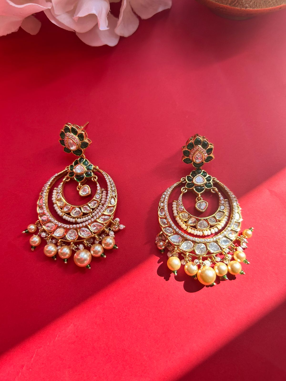 White Big Polki Earring VNE063