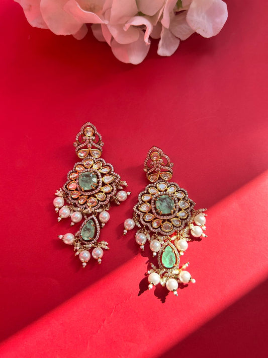 Pastal Red  Polki Earring VNE082