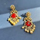 Pastal Red  Polki Earring VNE082