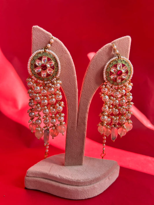 Pista Green Pearl drop Earrings VNE108