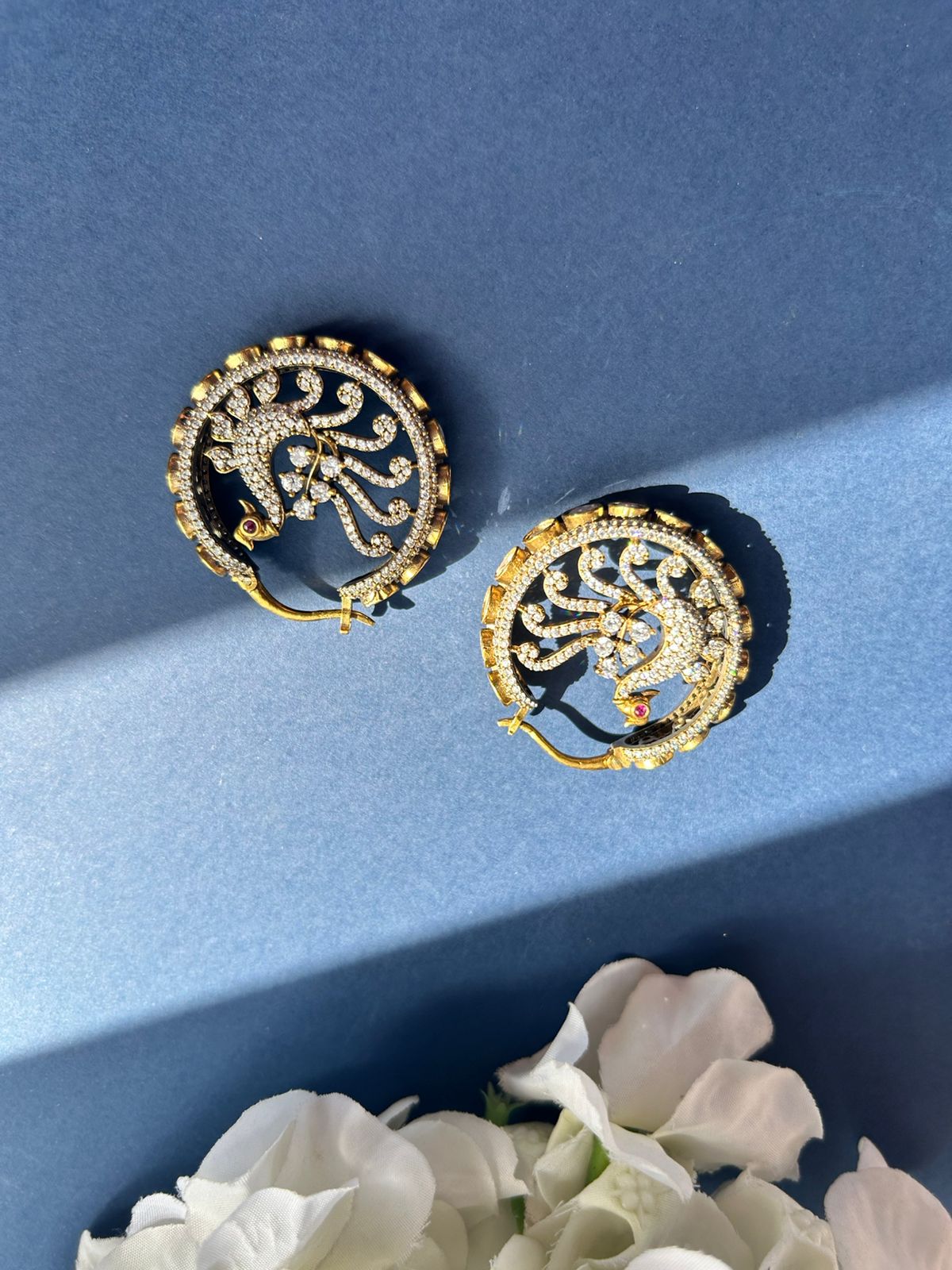 Peacock Moissanite Hoops Earrings VNE131