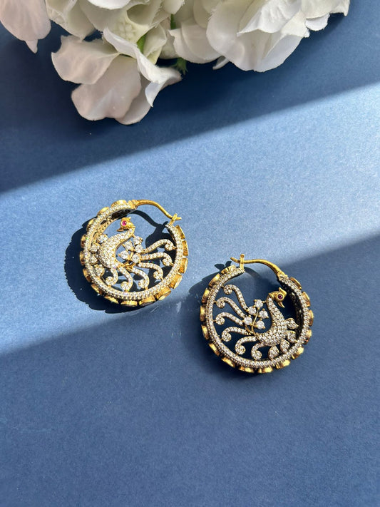 Peacock Moissanite Hoops Earrings VNE131