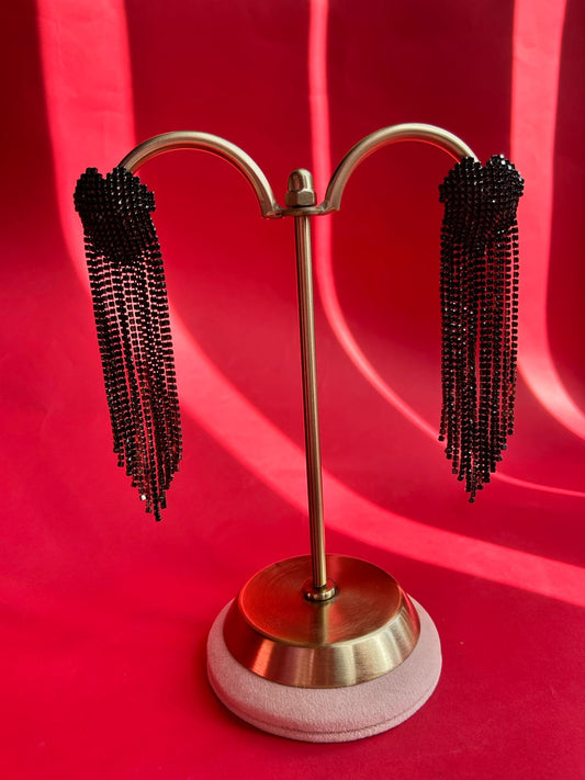 Black heart Long Earrings VNE-159