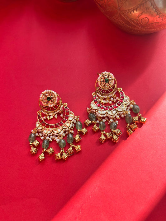Multi Jadau Chandbali Earrings VNE192
