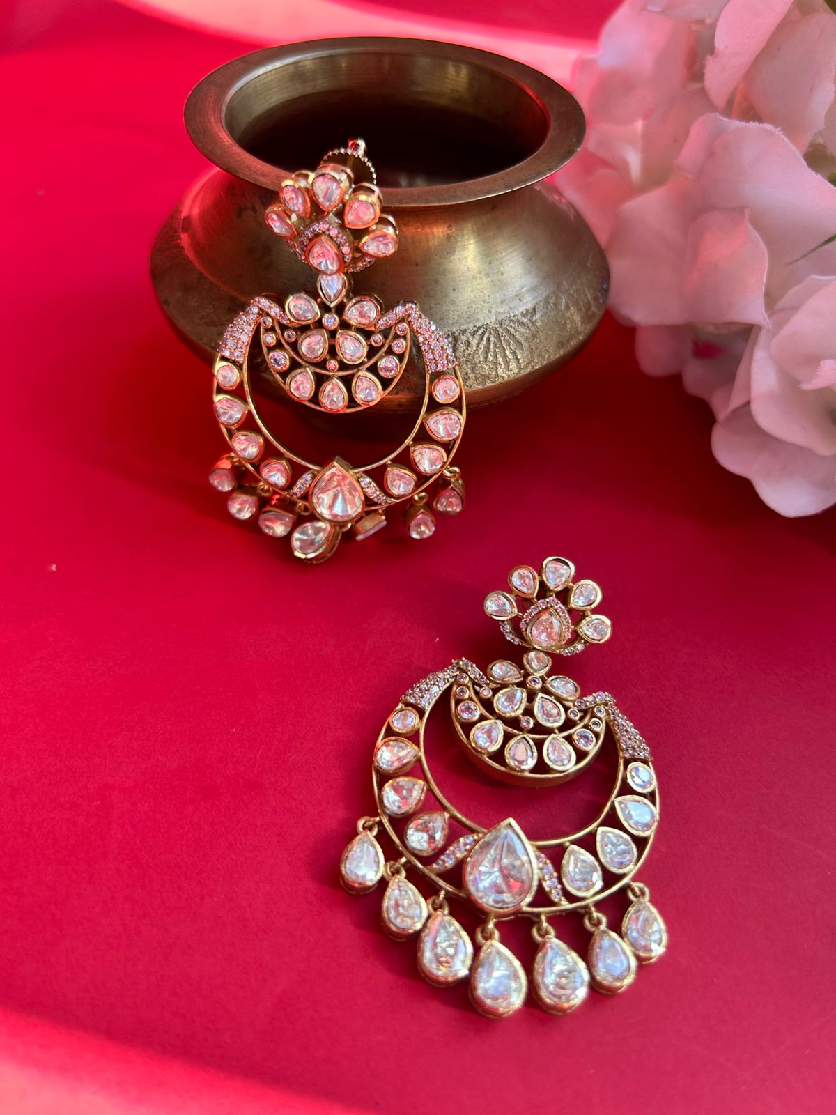 Polki Chandbali Earrings VNE196