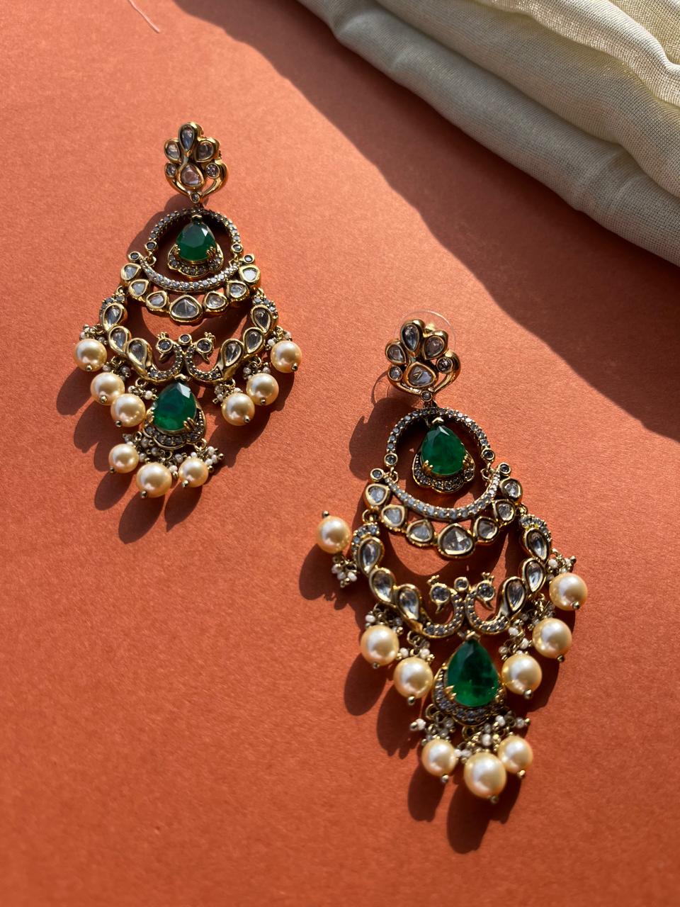 Victorian Polki Long Earrings  VNE209