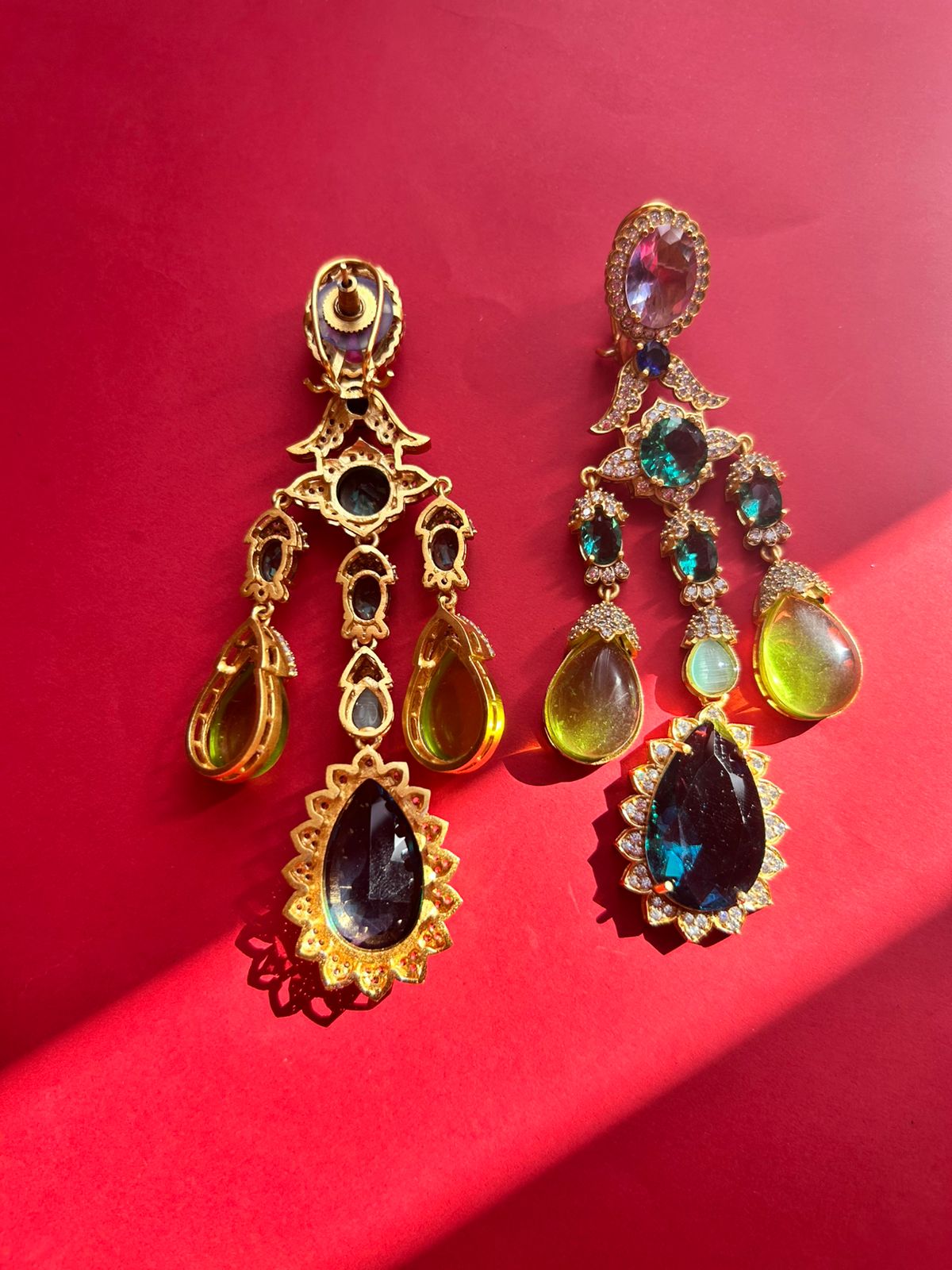 Multi Stone Diamond Gold Earrings VNE222