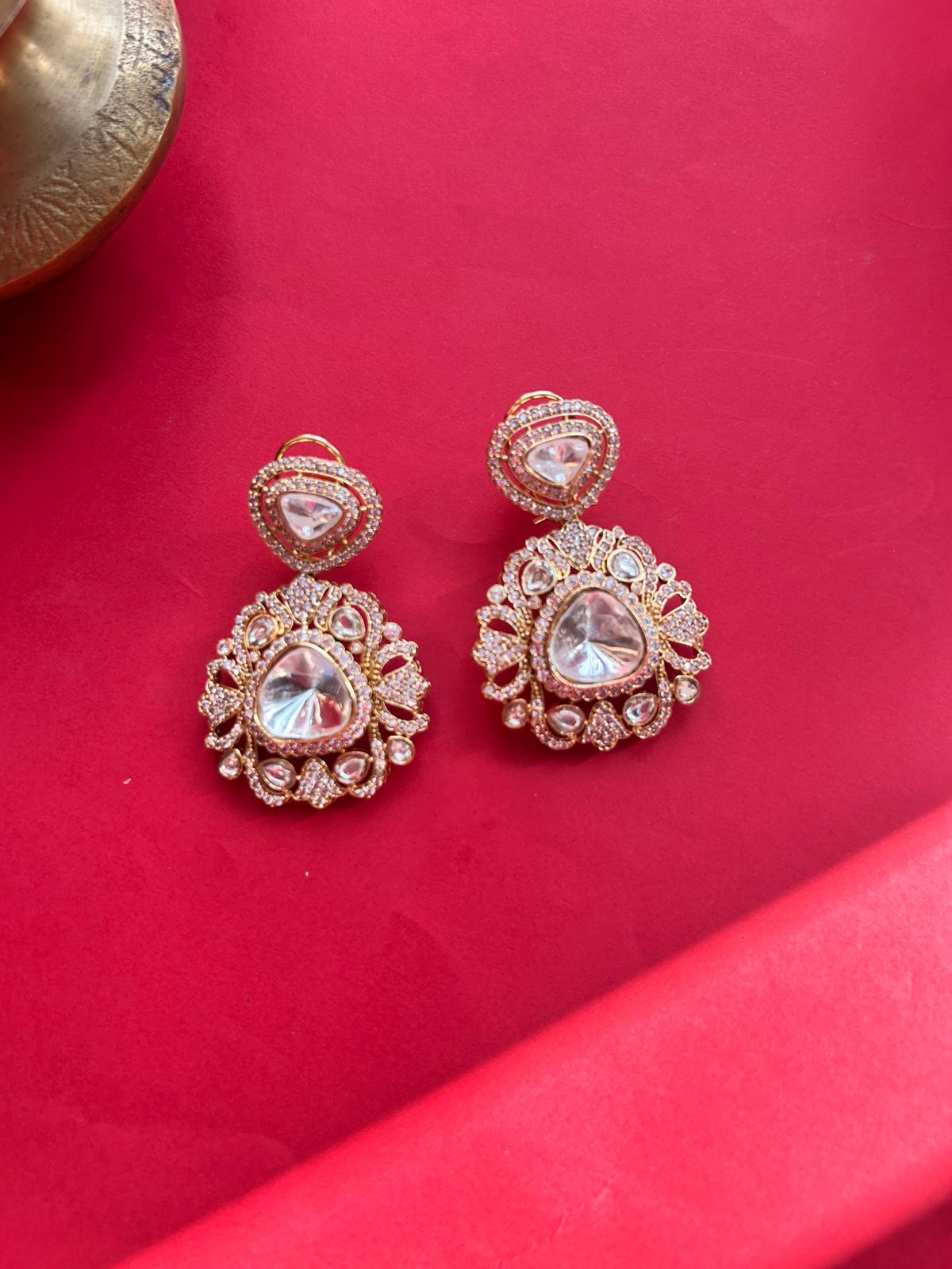 White Polki Diamond Drop Earrings VNE227