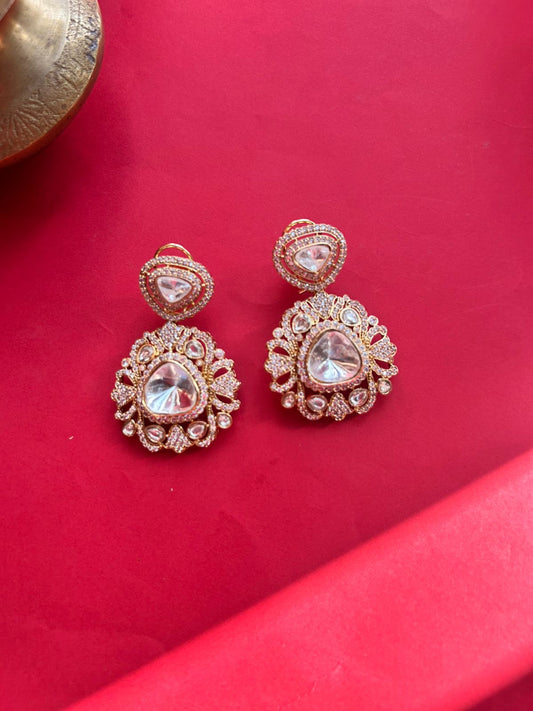 White Polki Diamond Drop Earrings VNE227