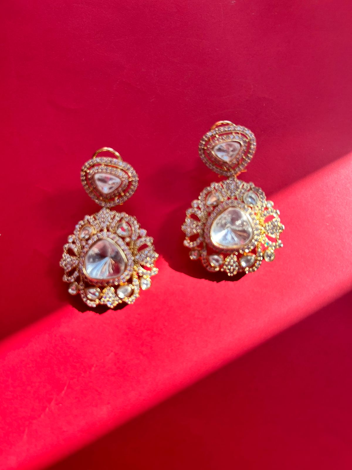 White Polki Diamond Drop Earrings VNE227