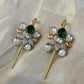 Lotus Green Stone Pearl Earcuffs VNE229
