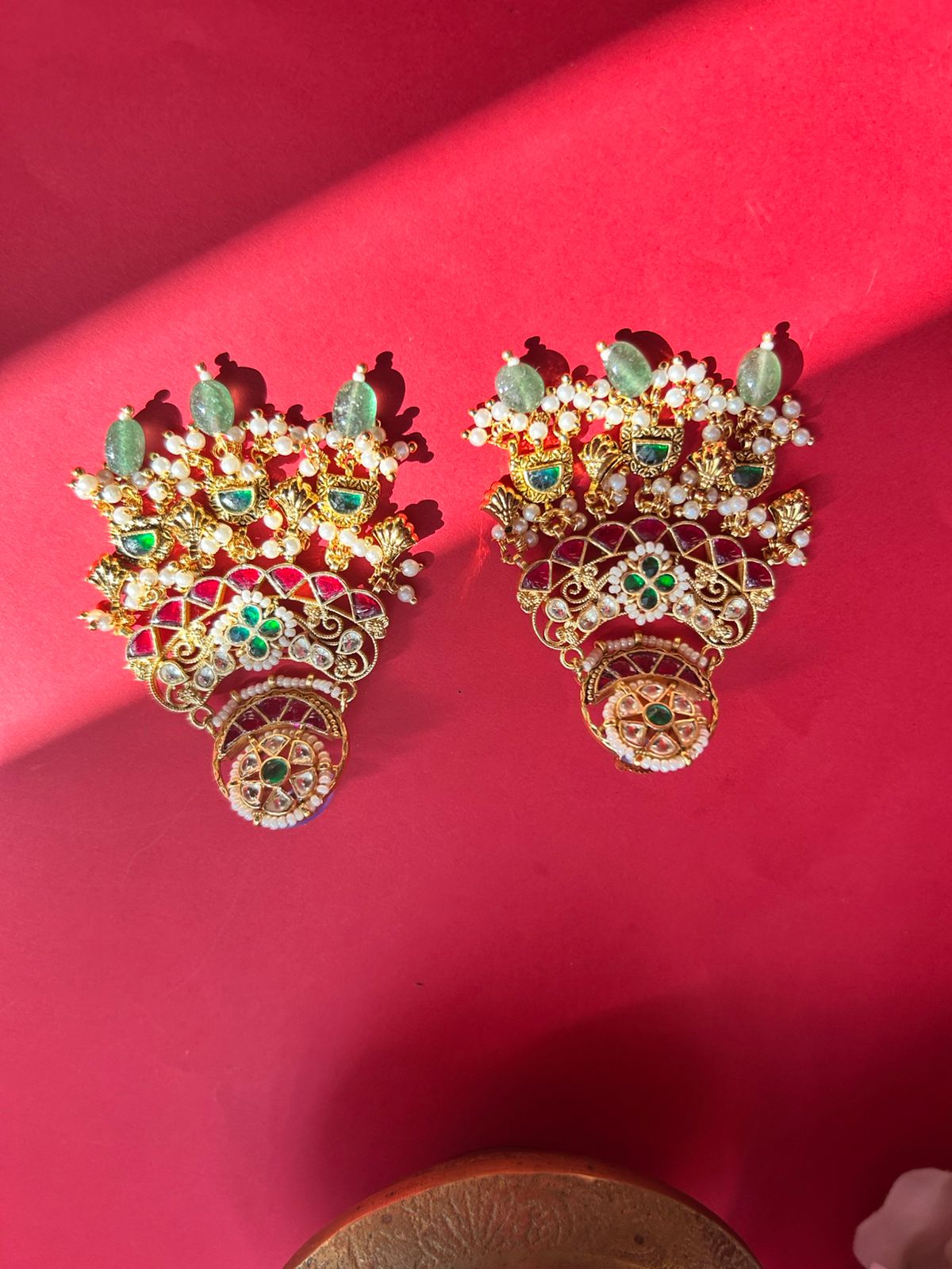 Multi Antique Jadau Earrings VNE236