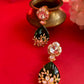 Green Stone Flower Polki Earring VNE238