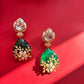 Green Stone Flower Polki Earring VNE238
