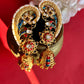 Red Blue Pearl Dulls Earcuffs VNE245