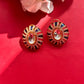 Blue Oval Polki Studs VNE251