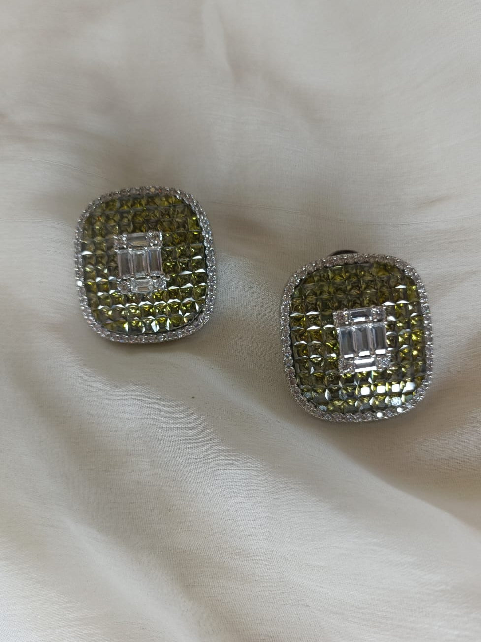 Sterling Square Diamond Studs VNE281