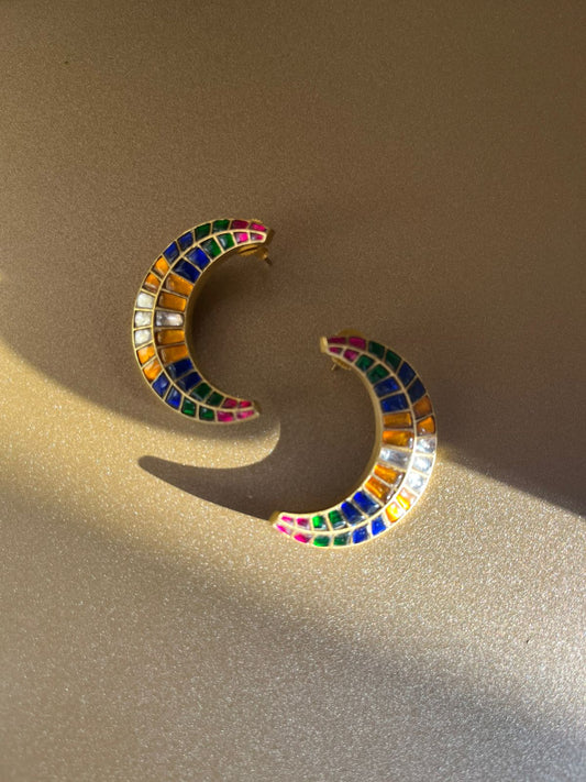 Pachi Kundan Chand Earrings VNE295