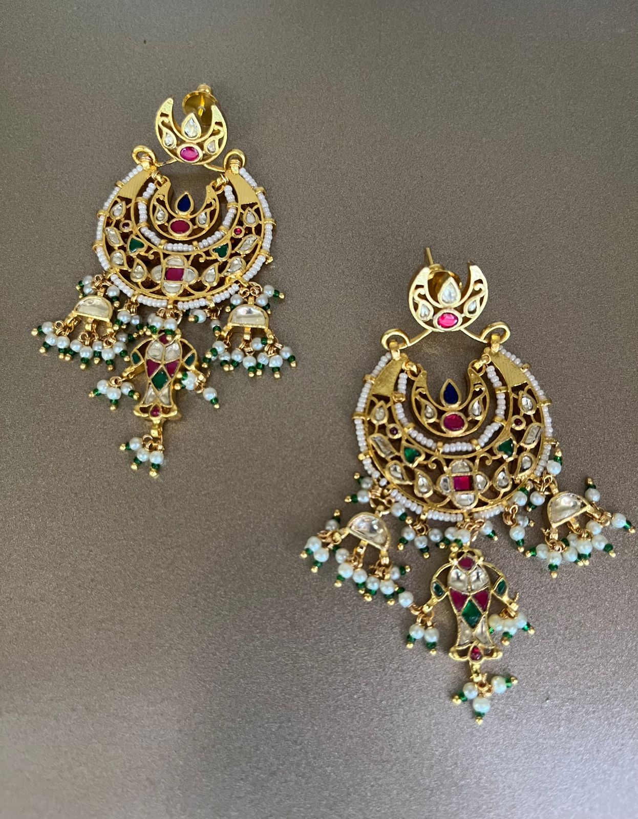 Chandbali Gold Plate Jadau Earrings VNE298