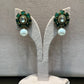Emerald Green Pearl Drop Studs VNE306