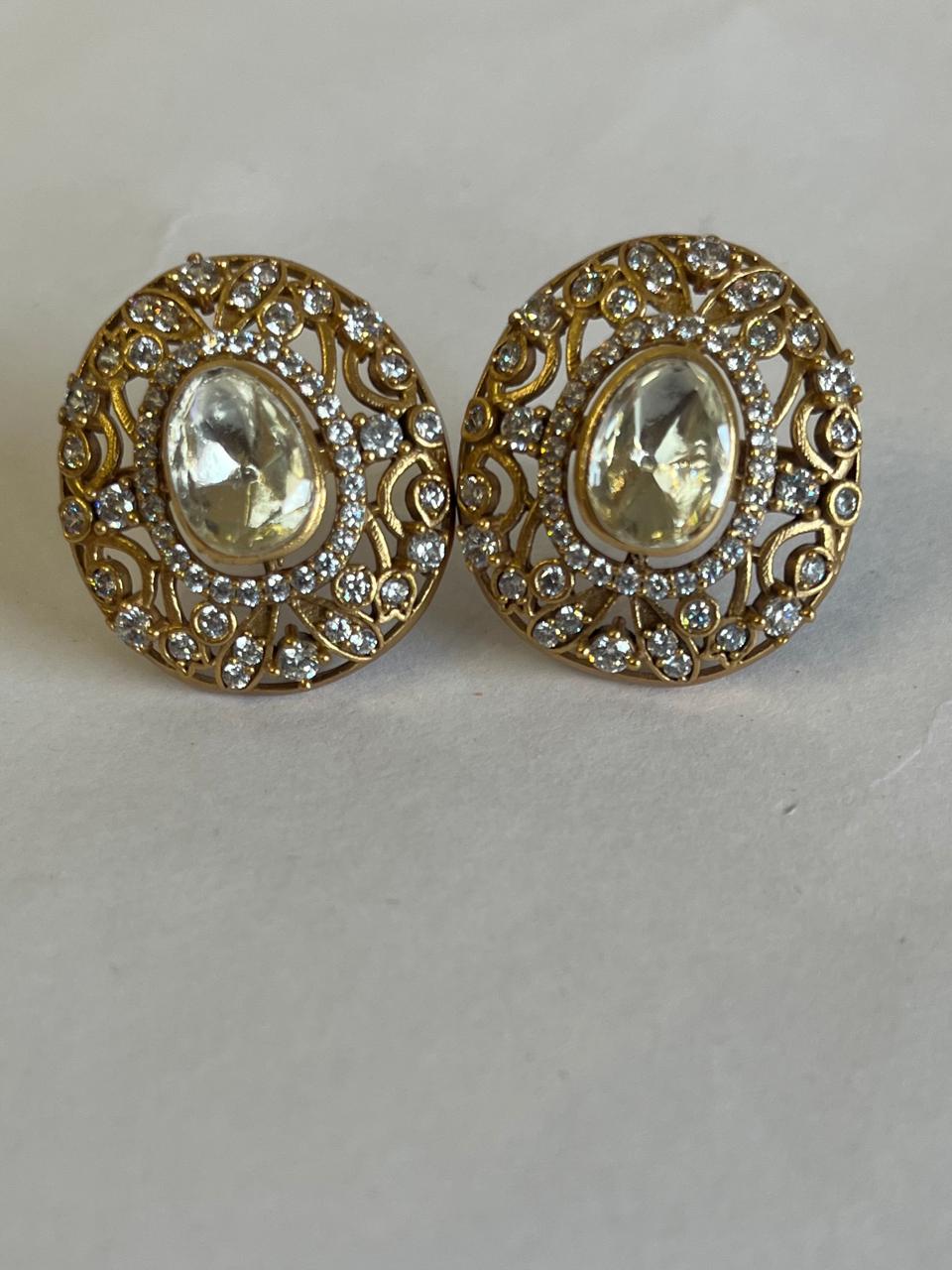 Moissanite Ethnic Polki Studs VNE307