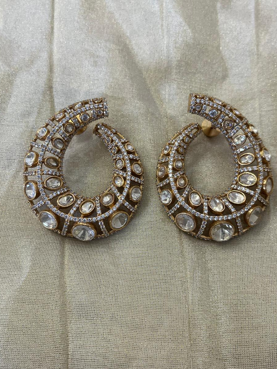 Polki Moon Hoop Earrings VNE308