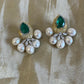 Royal Green & Pearl Studs VNE309