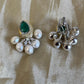 Royal Green & Pearl Studs VNE309