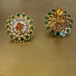 Floral Red Green Jadau Studs VNE310
