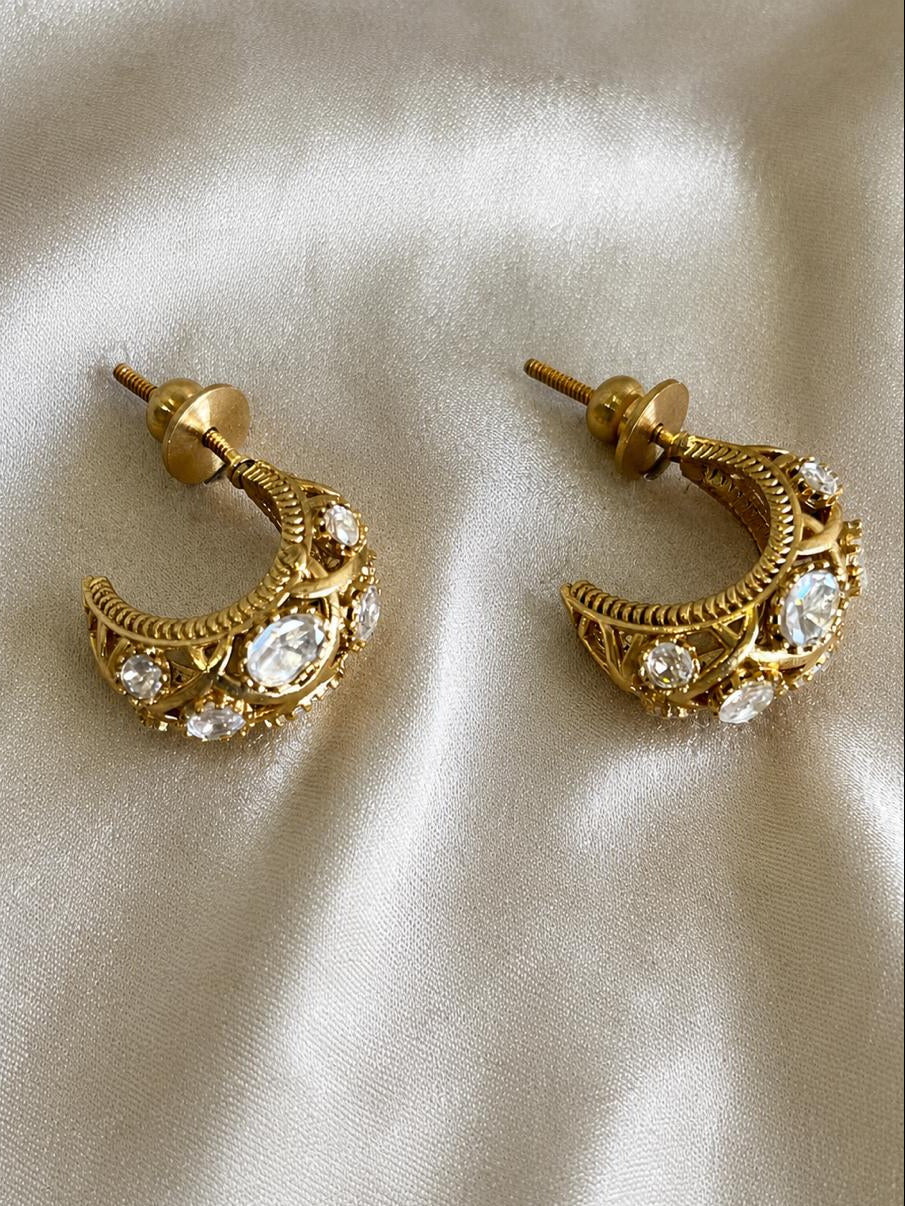 Gold Plate Polki Hoop Earrings VNE311