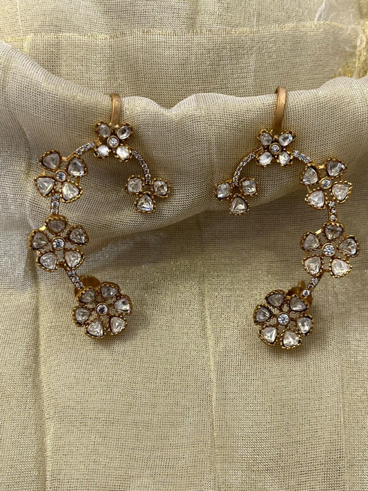 Flower Polki Gold Plate Earcuffs VNE312