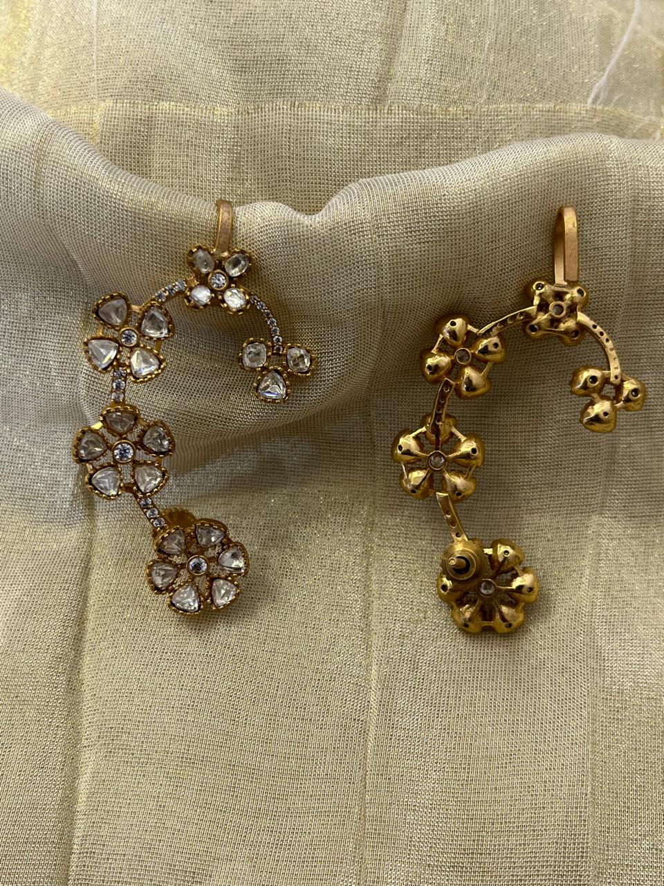 Flower Polki Gold Plate Earcuffs VNE312