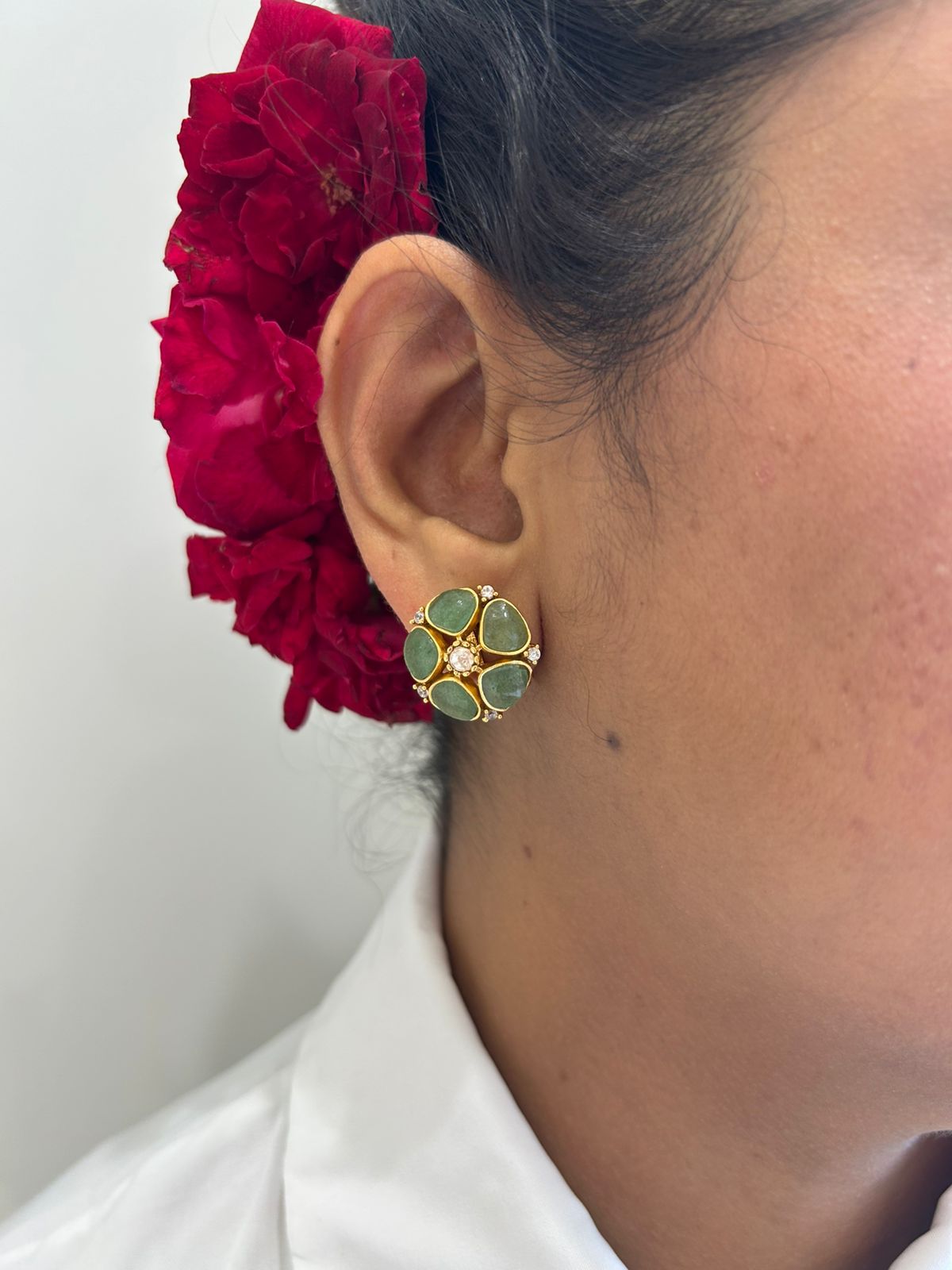 Mint Flower Studs VNE322
