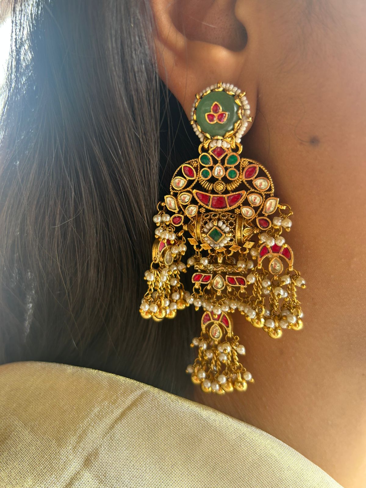 Multi Jadau Dodi Earrings VNE327