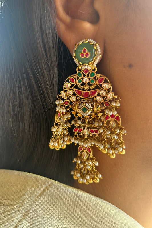 Multi Jadau Dodi Earrings VNE327