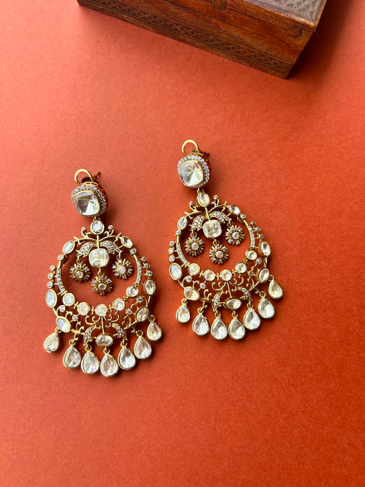 Yellow Polki Chand Earrings VNE337