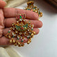 Lotus Green Stone Jadau Earring VNE338
