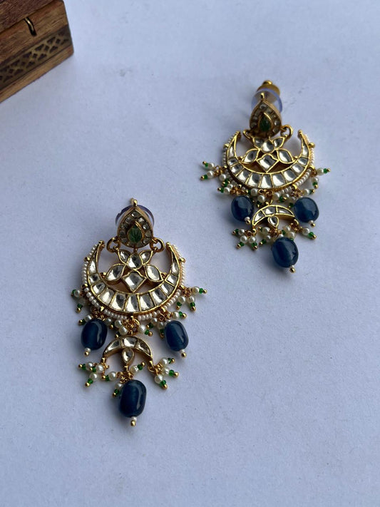 Lotus Chand Blue Drop Earring VNE340