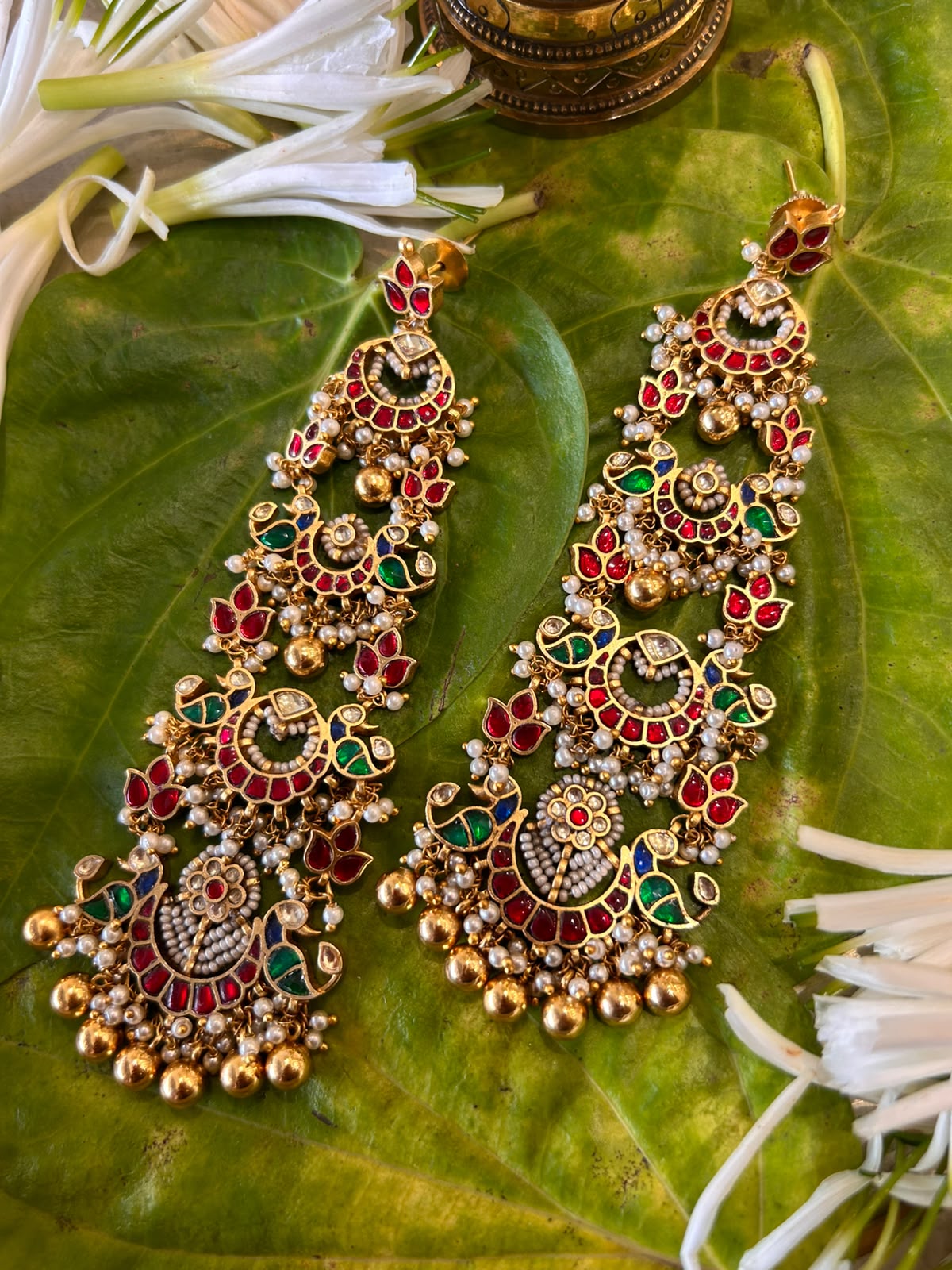 Long Multi Jadau Earrings VNE342