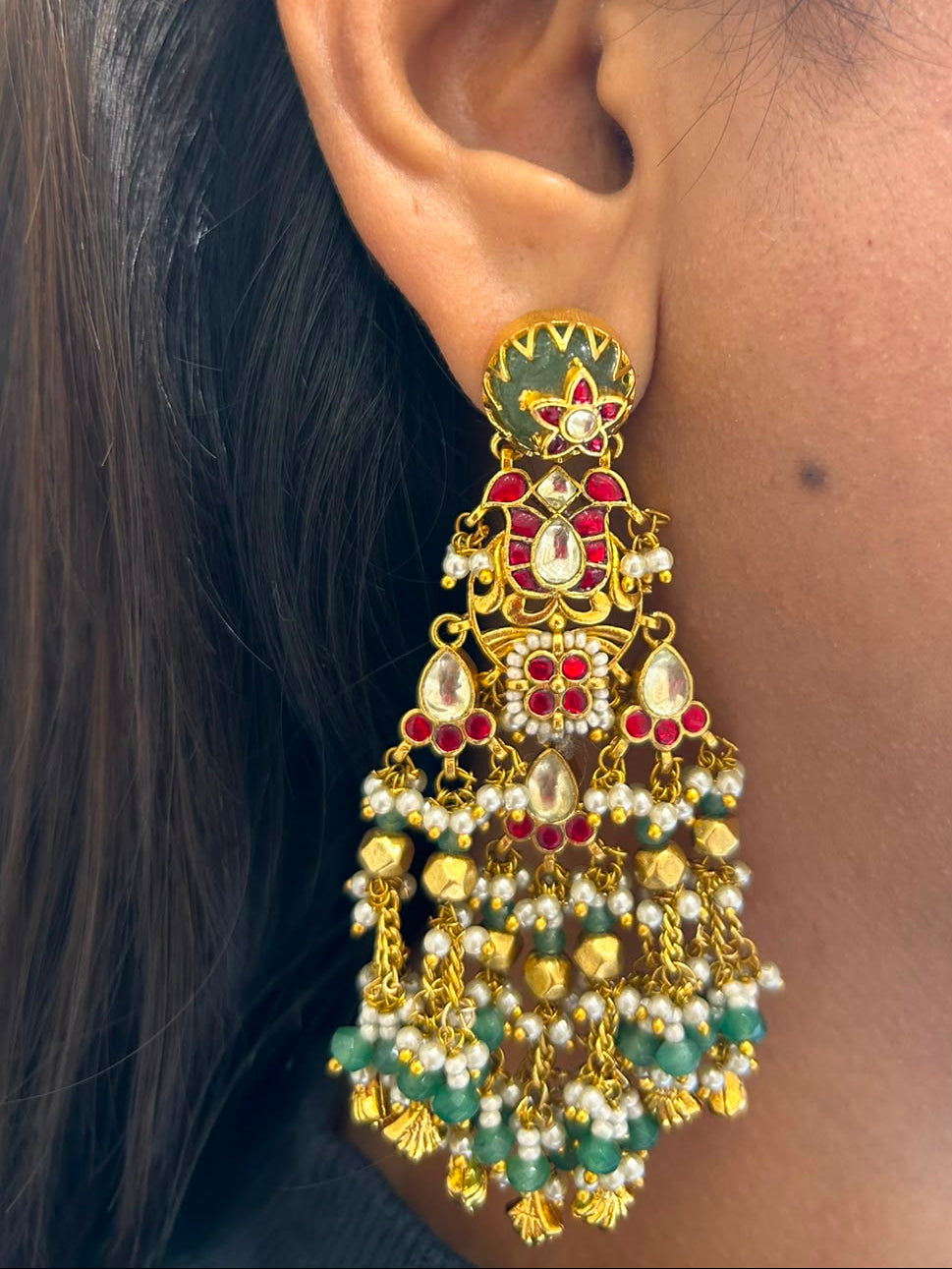 Heritage Long Jadau Earring VNE343