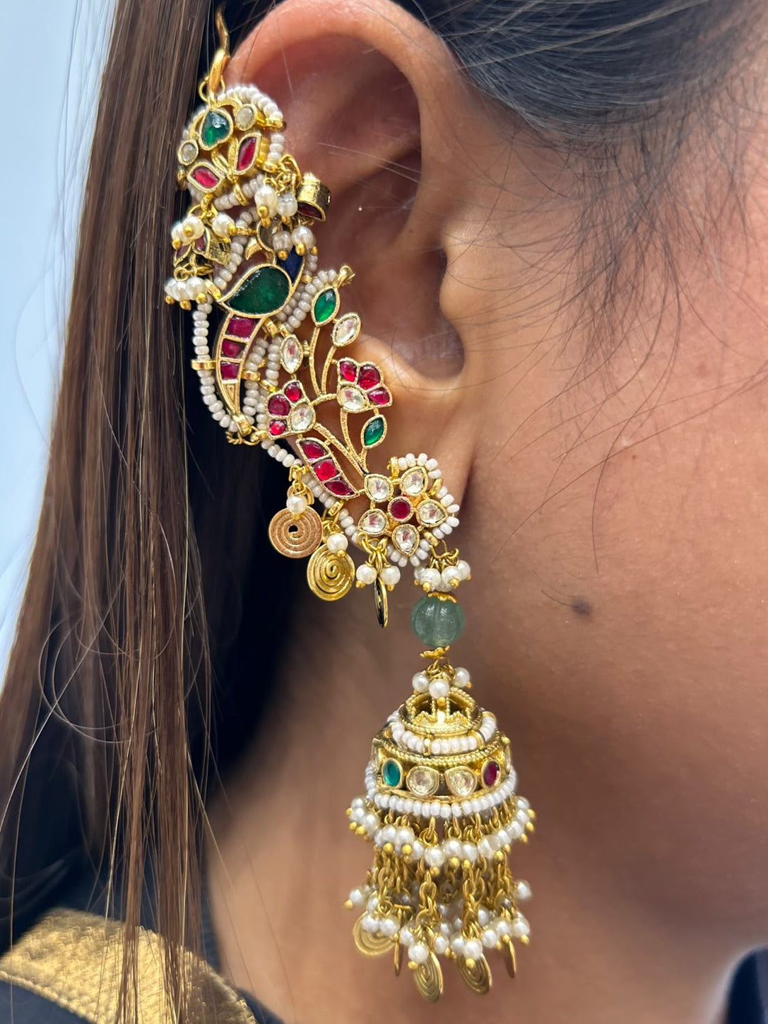 Jadau Peacock Kannauti Earring VNE360