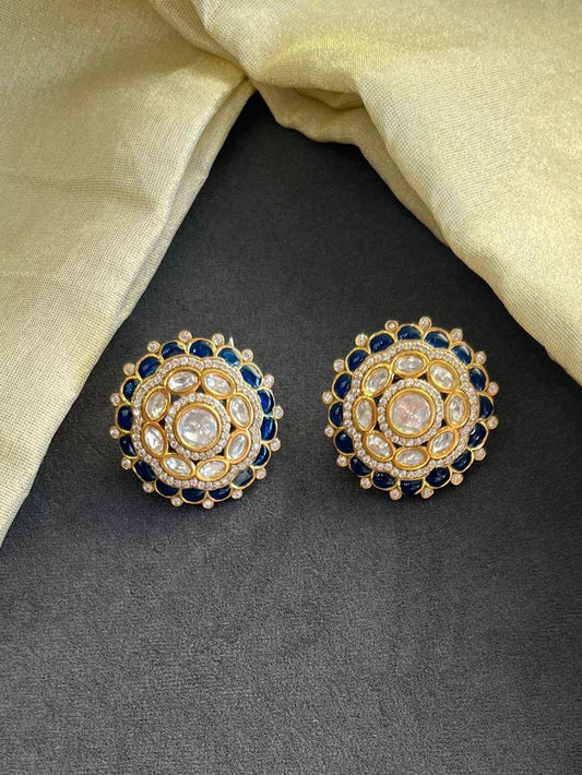 Blue Polki Earrings VNE362