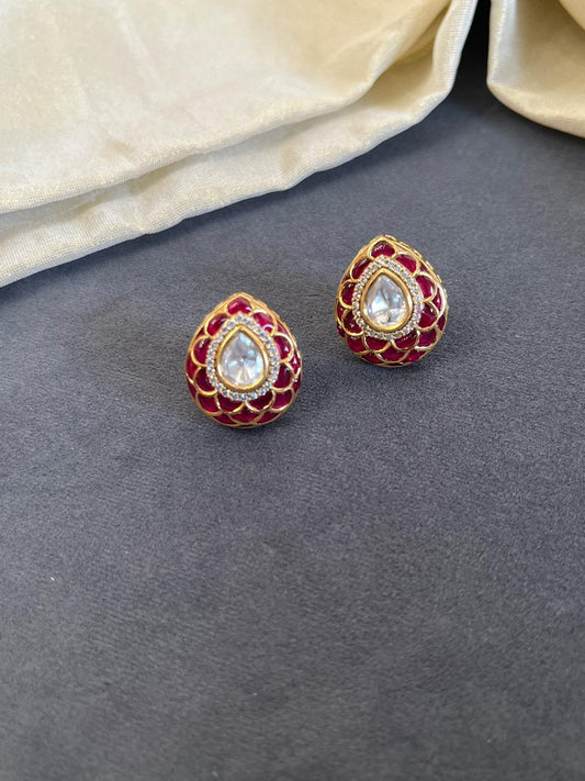Green Ruby Pan Polki Earrings VNE363